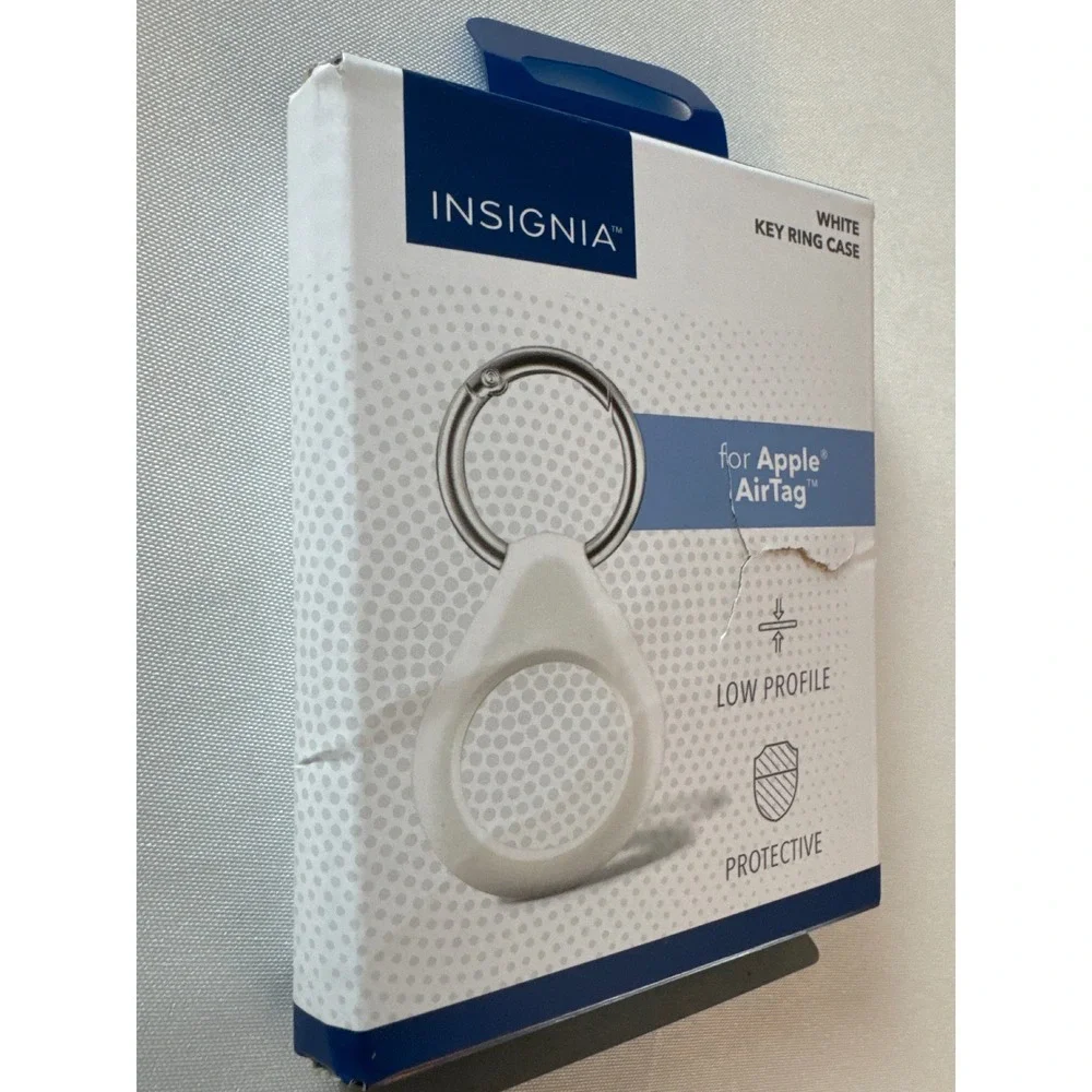 Insignia Key Ring Case for Apple AirTag White Silicone Holder NS-ATC1WH New